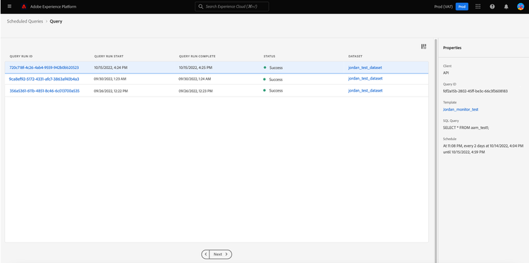 The schedule details page.