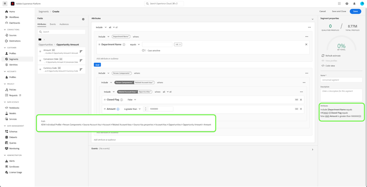 UI displaying segmentation for related accounts