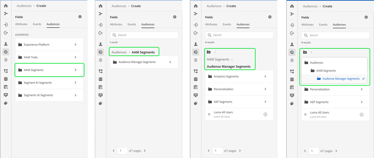 An image demonstrating how the folder hierarchy works for audiences.