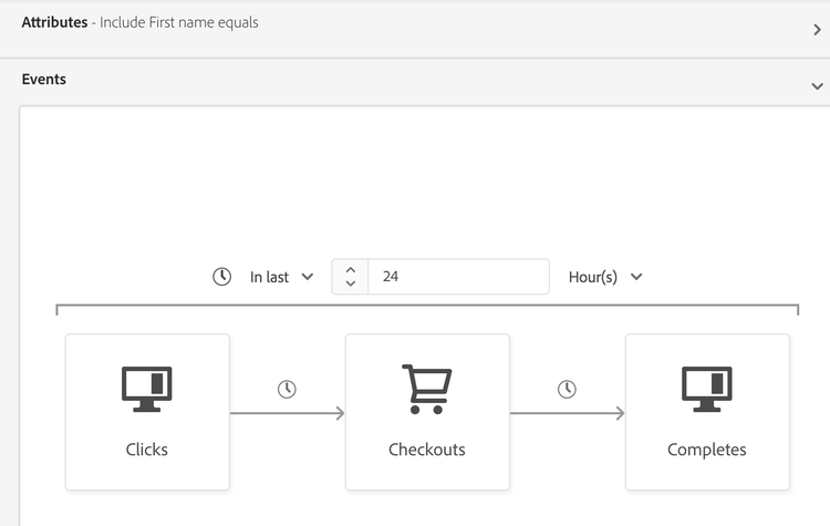 An example of multiple events with a profile attribute is shown.