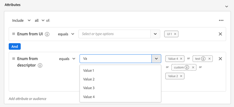 An image that shows the list of enum values that an attribute can be.