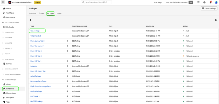 Package in draft or unpublished state