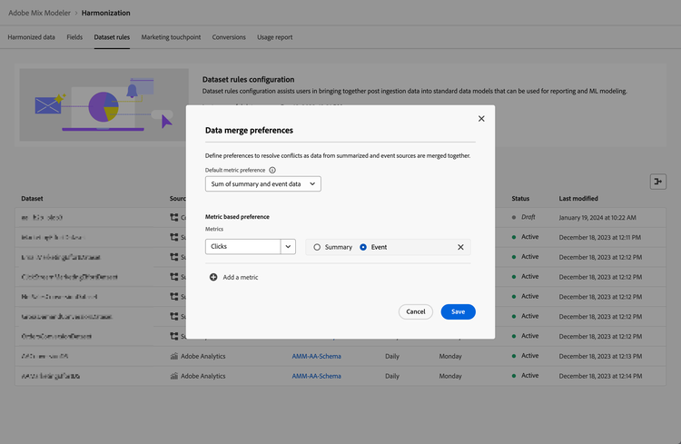 Data merge preferences