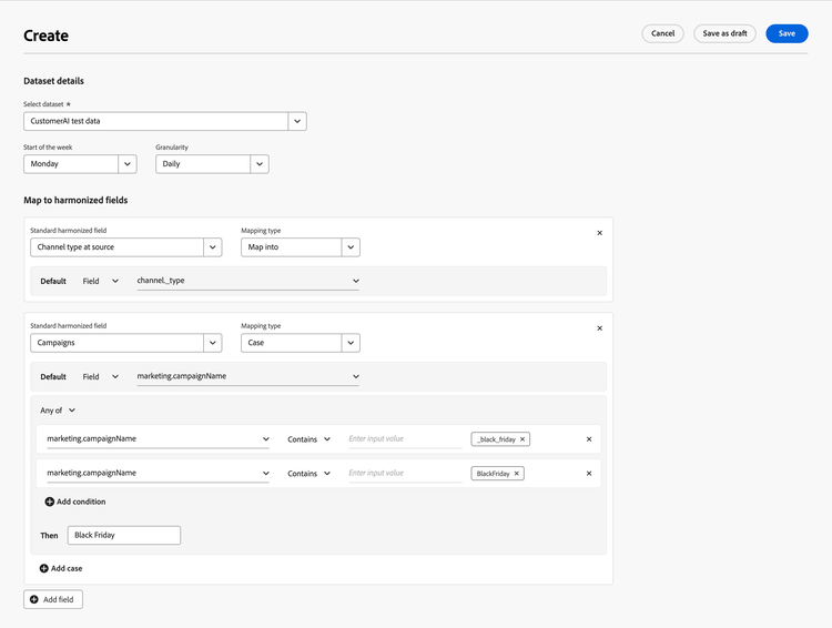 Dataset rule event