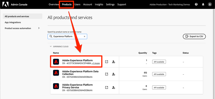 Select Adobe Experience Platform