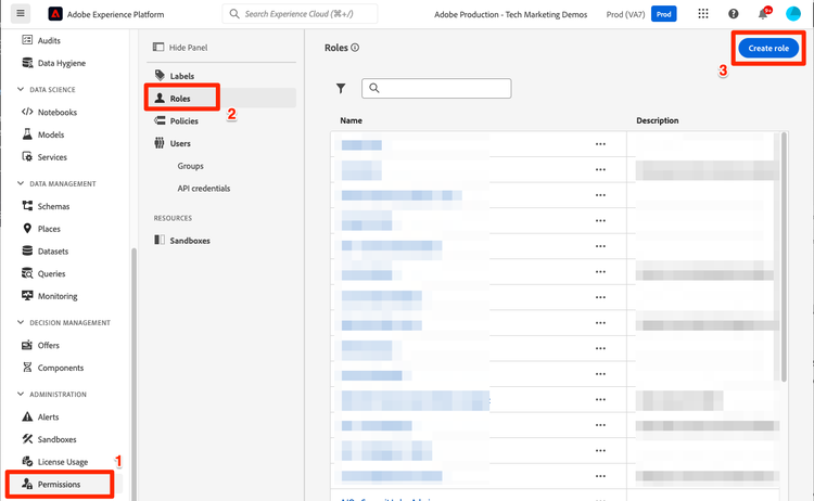 Create a role in Experience Platform