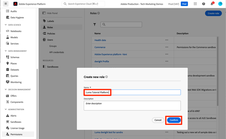 Create a role in Experience Platform