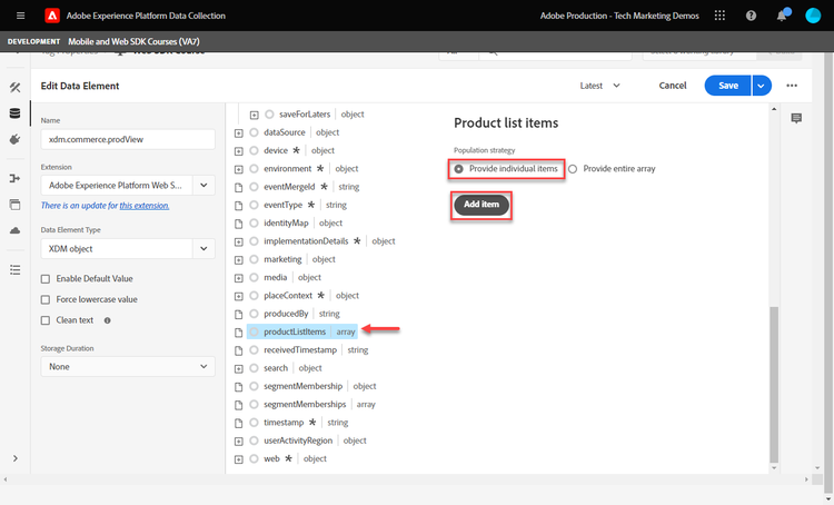 Setting product view event