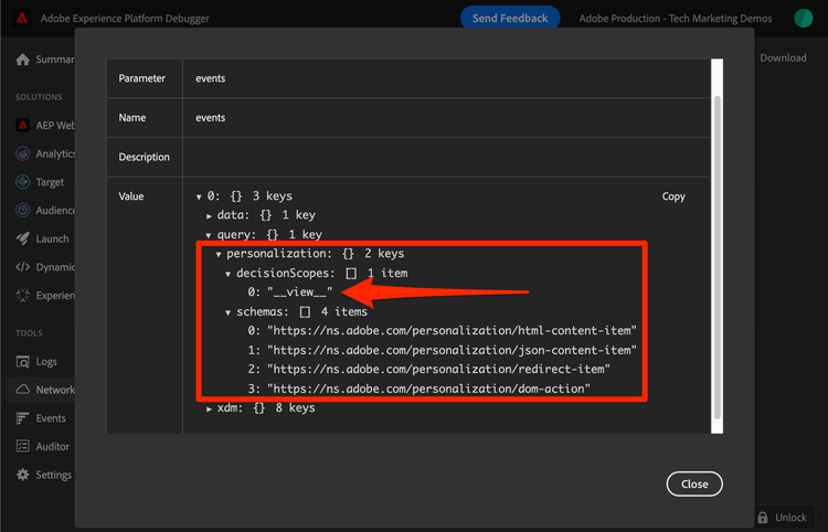 view decisionScope request