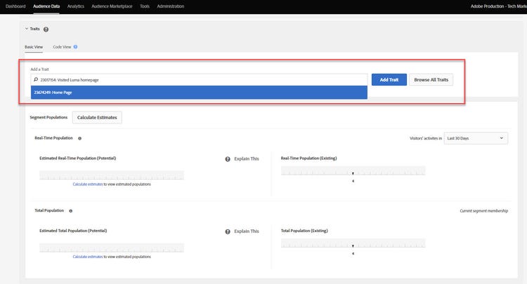 Adobe Experience Platform Audience Manager Add Trait