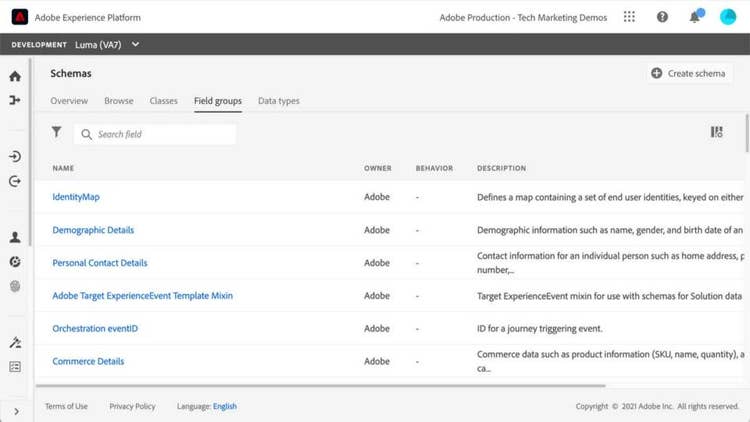 Create schema field groups